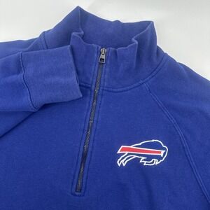 Buffalo Bills Sweatshirt Mens Large Blue NFL Football OTS Quarter Zip Pullover